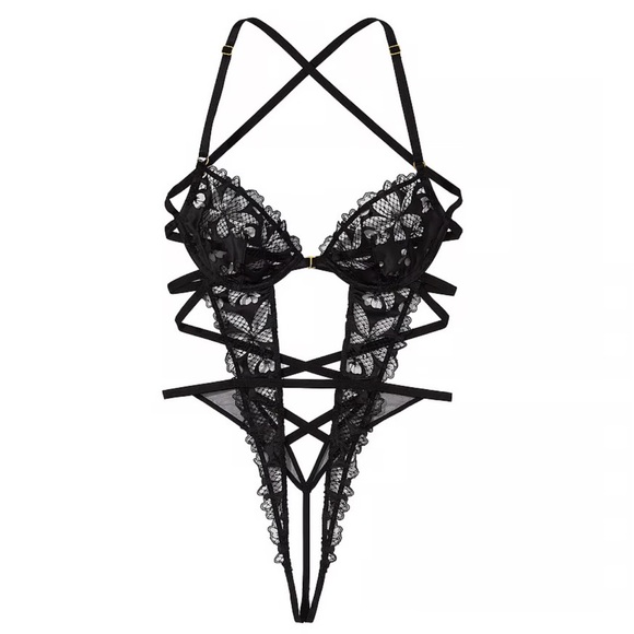 Victoria’s Secret Floral Embroidery Unlined Crotchless Teddy - Picture 2 of 2